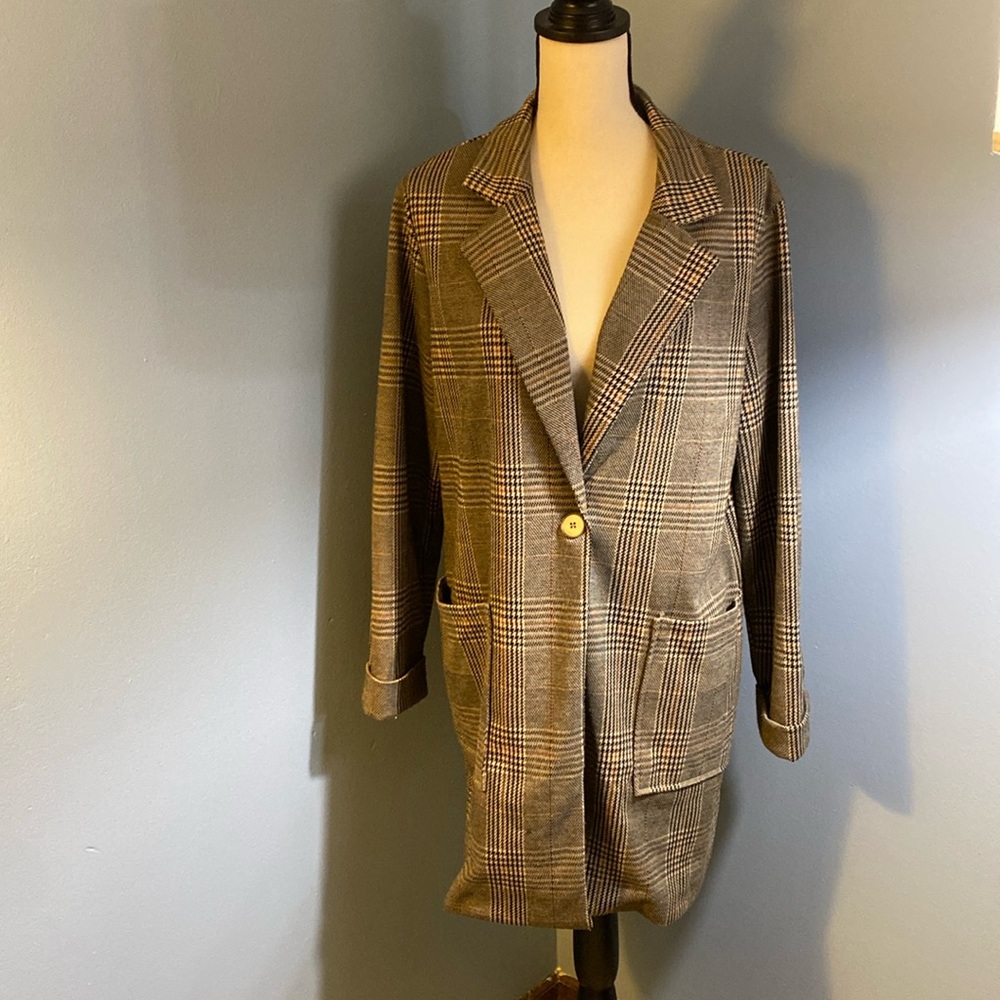 Jules & Leopold houndstooth long jacket size M. Like new condition